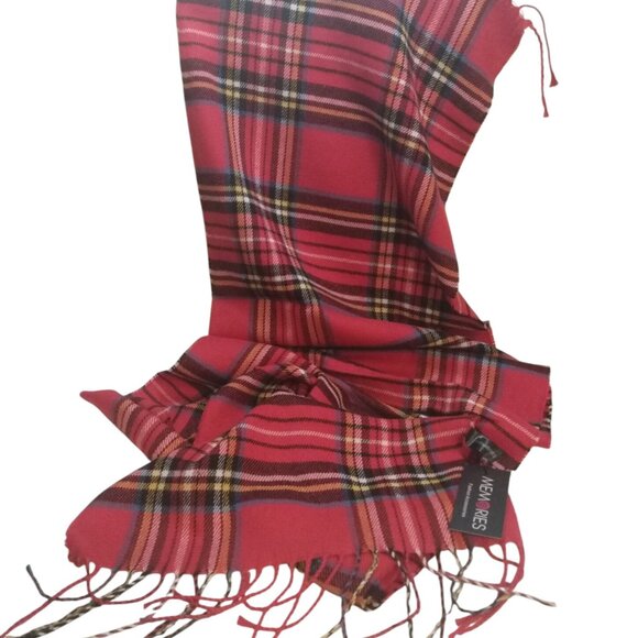 Memories Red Tartan Scarf-67"-NWT - Picture 2 of 7